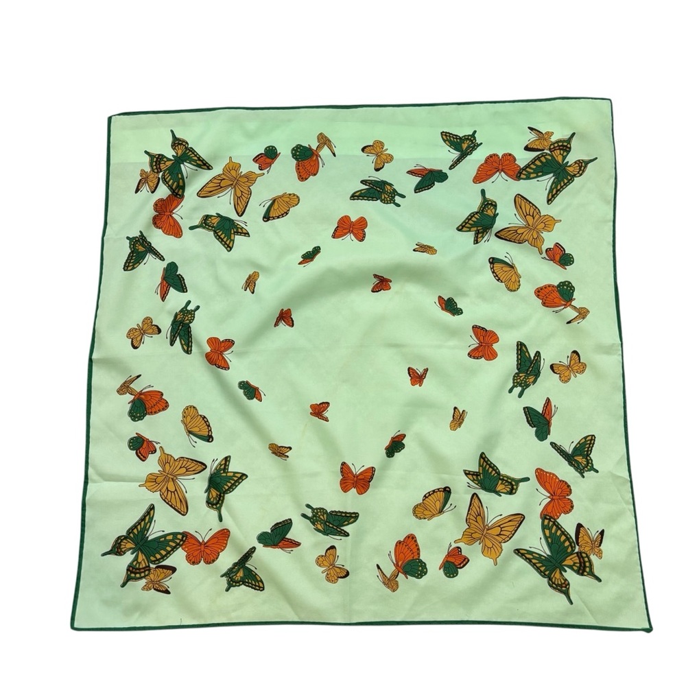 Ladies Vintage Green Square Butterfly Scarf